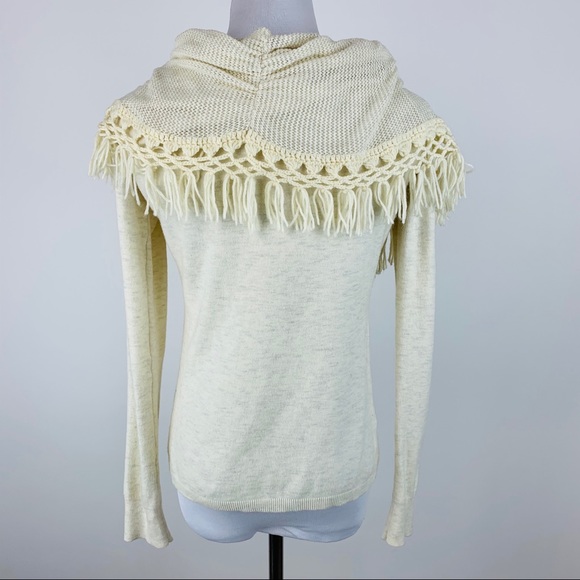 Angel of The North Fringed Cowl Neck Sweater Sz S - Picture 5 of 8